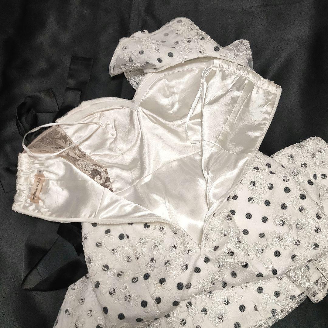 【人気商品♡】ROBE de FLEURS ドット リボンフリルワンショルドレス