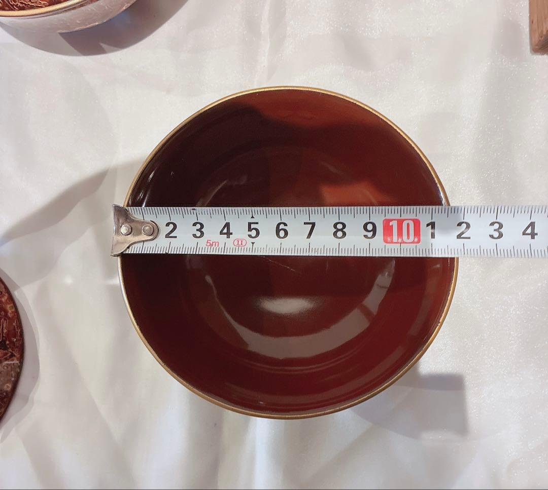 アンティーク品(明治)若狭塗り お吸い物5人分＆木箱set