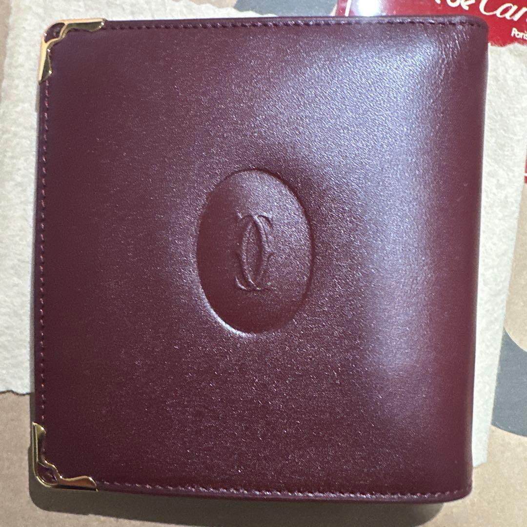 must de Cartier 二つ折り財布 ボルドー