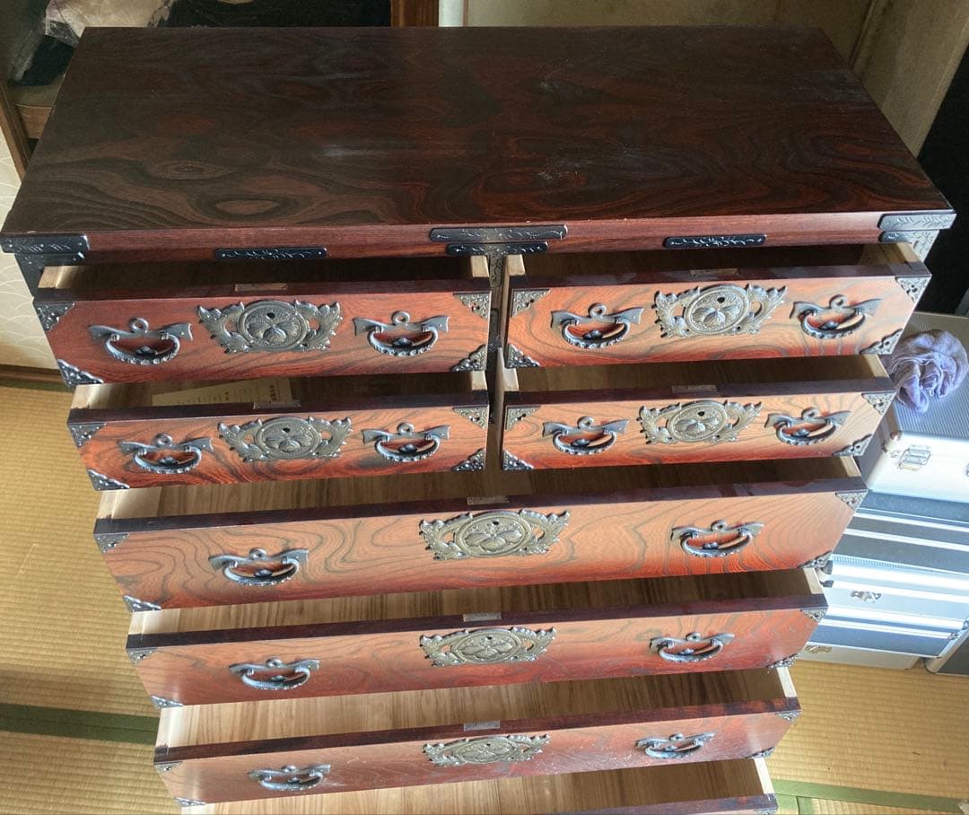 民芸調中古家具 岩谷堂タンス 三、五尺 上四ッ抽 整理箪笥