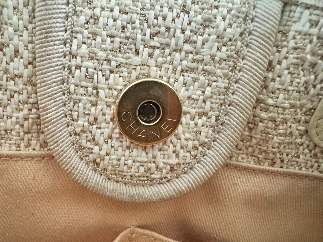 シャネル　CHANEL ドーヴィル チェーンショルダーバッグ ラフィア系天然素材