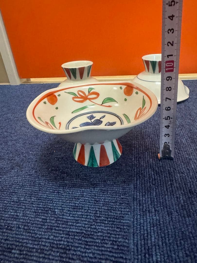 1646 其泉窯赤絵高台鉢5客