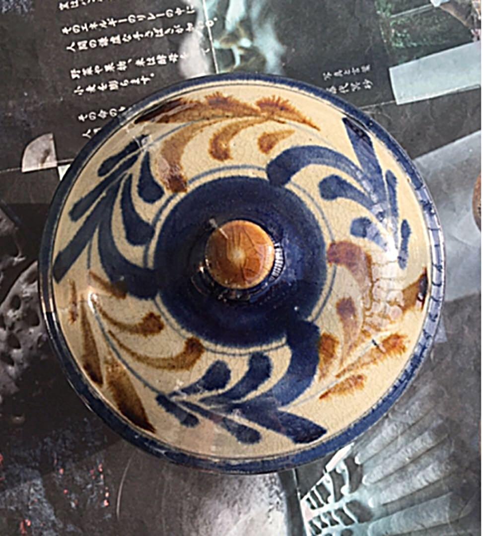 大嶺實清氏作タフラー　蓋付鉢（骨董）