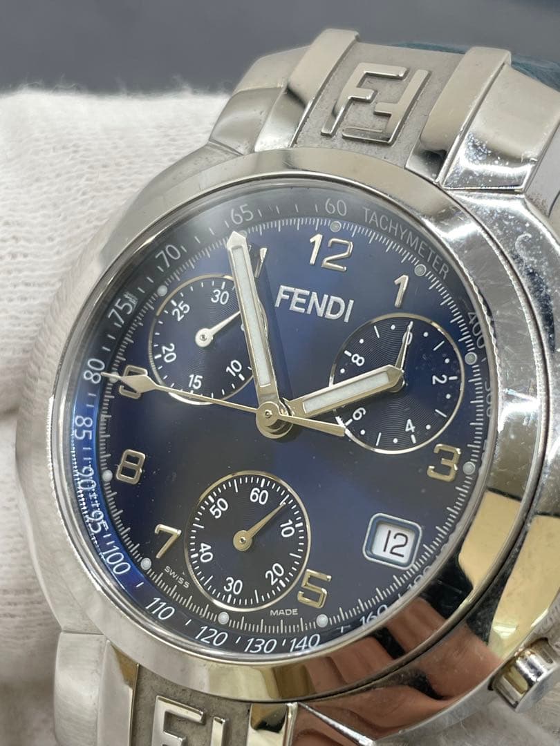 M148 FENDI フェンディ クロノグラフ 腕時計 クオーツ 青文字盤