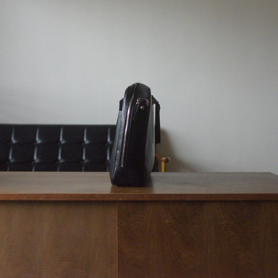 【中古】万双／双鞣和地シングルブリーフケース／ブラック