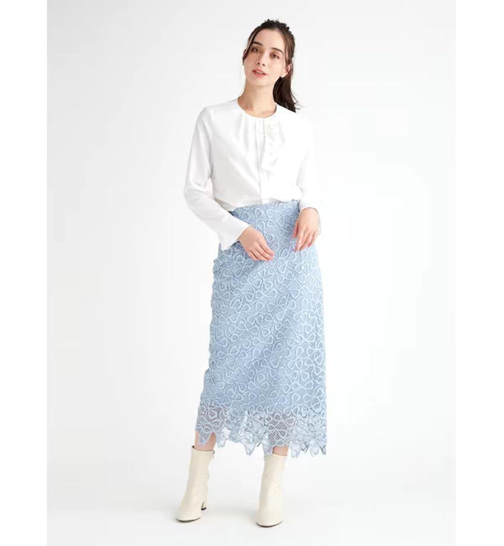 セルフォード CELFORD オリジナルリボンメッシュレーススカートSAX36