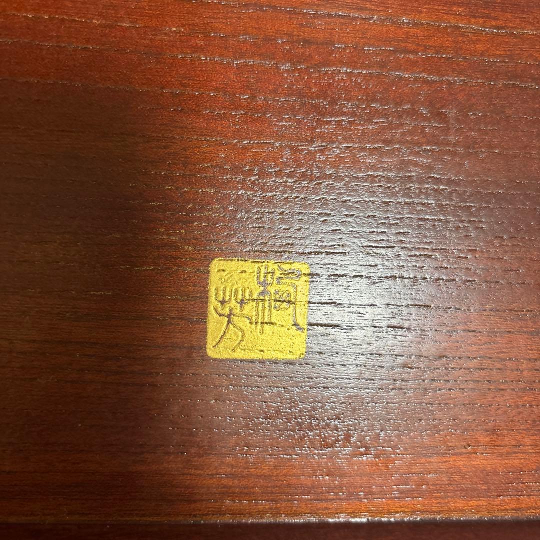 会津塗 木製盆 花の蒔絵 落款あり