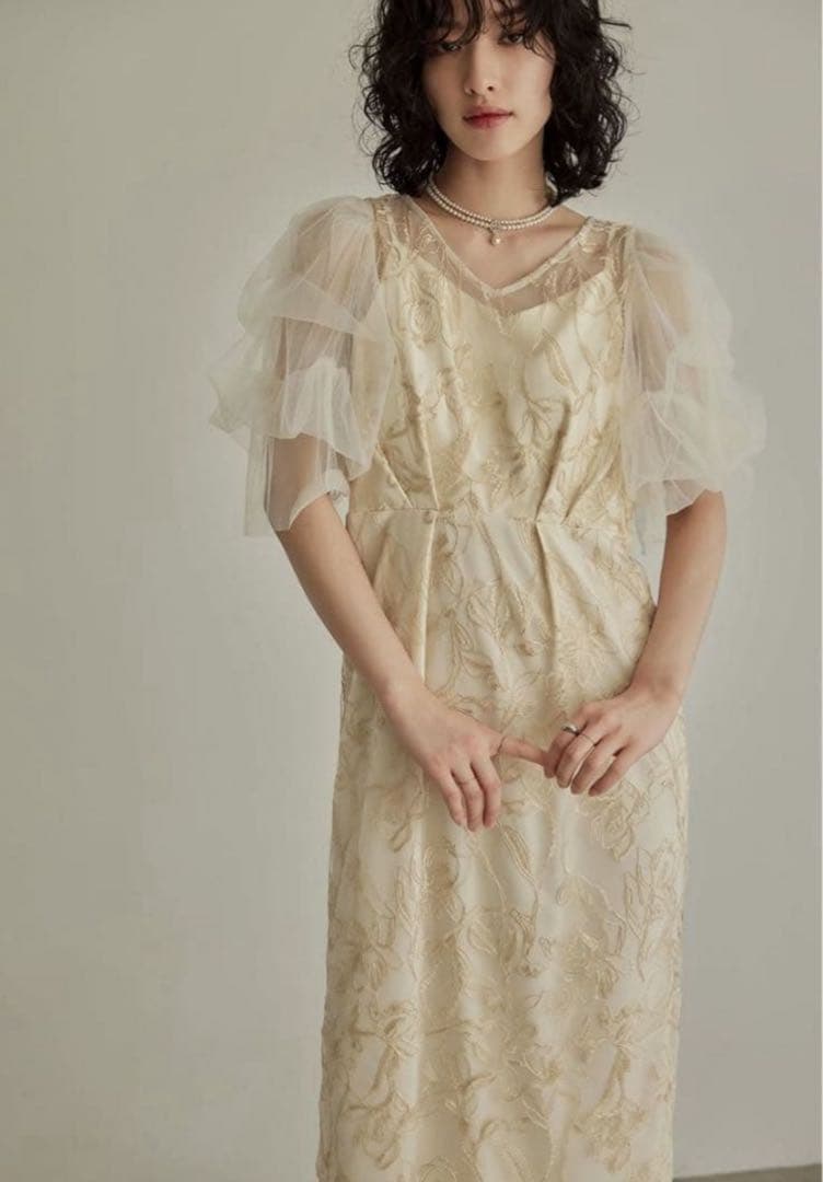 スーツ・フォーマル・ドレス Fluffy sleeve pencil dress