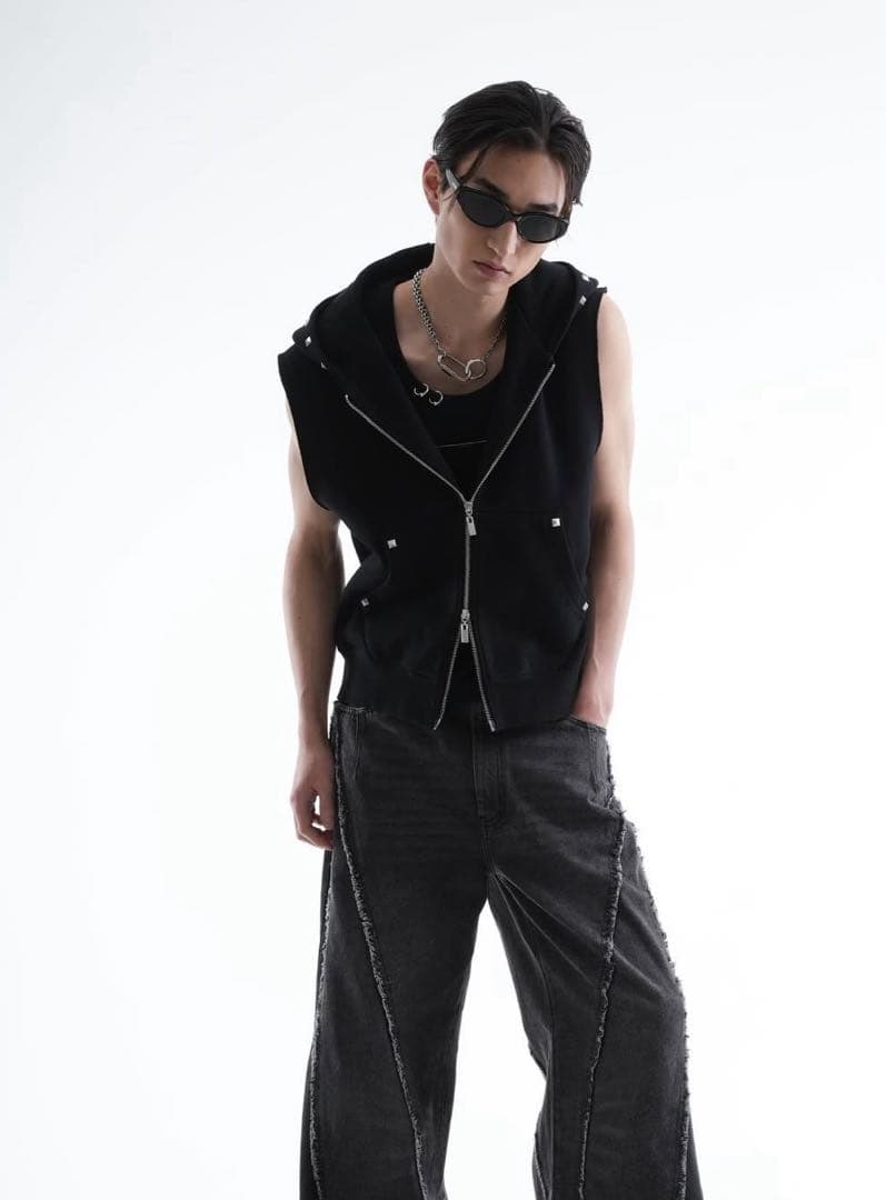 トップス JentLouis Studded Sleeveless Hoodie JentLouis Studded Sleeveless Hoodie TOPS – Jent Louis