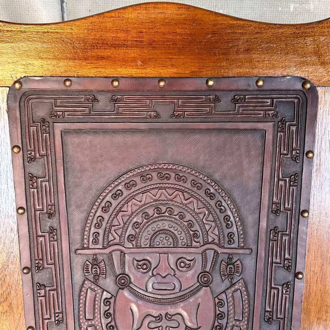 ✦ レトロ アンティーク調ロッキングチェア ✦ 木製×レザー 彫刻装飾