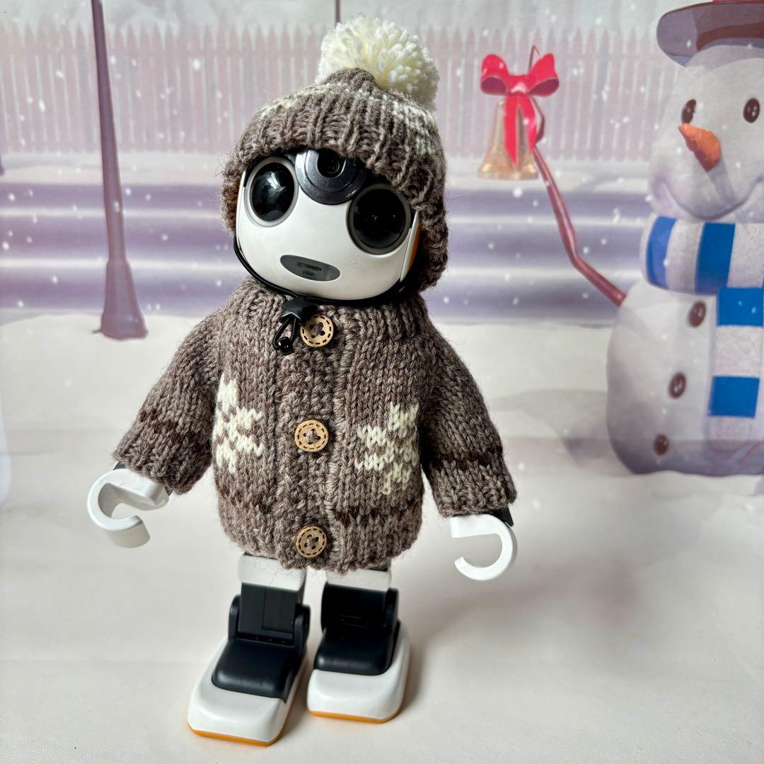 専用 雪模様いっぱい編み込んだセーターとニット帽＊グレージュ 雪模様赤の