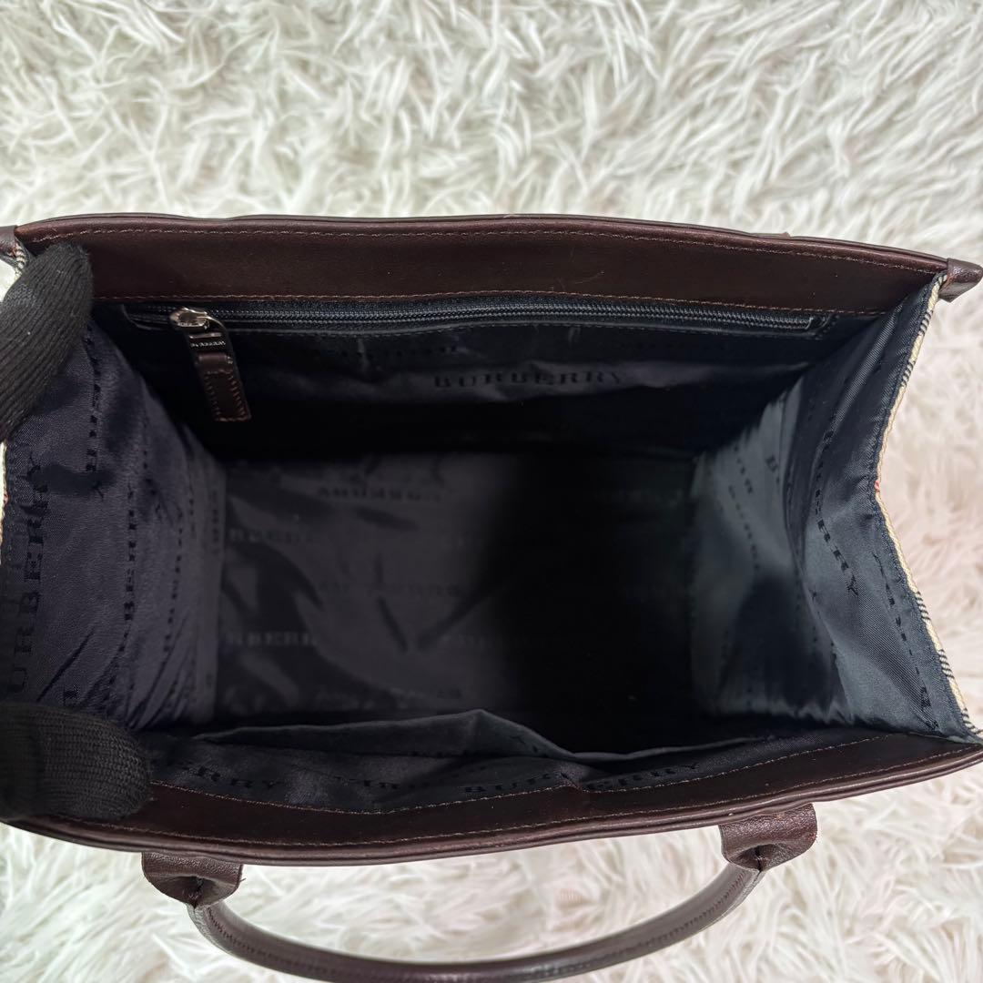 ✨極美品✨バーバリー ハンドバッグ ノバチェック ロゴプレート レザー×PVC