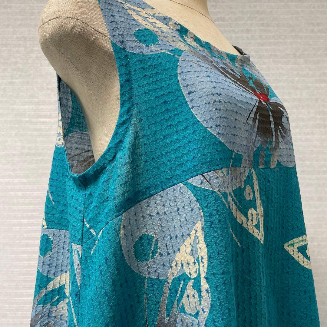 着物ワンピースAラインマキシ丈【127】浴衣反物M〜L