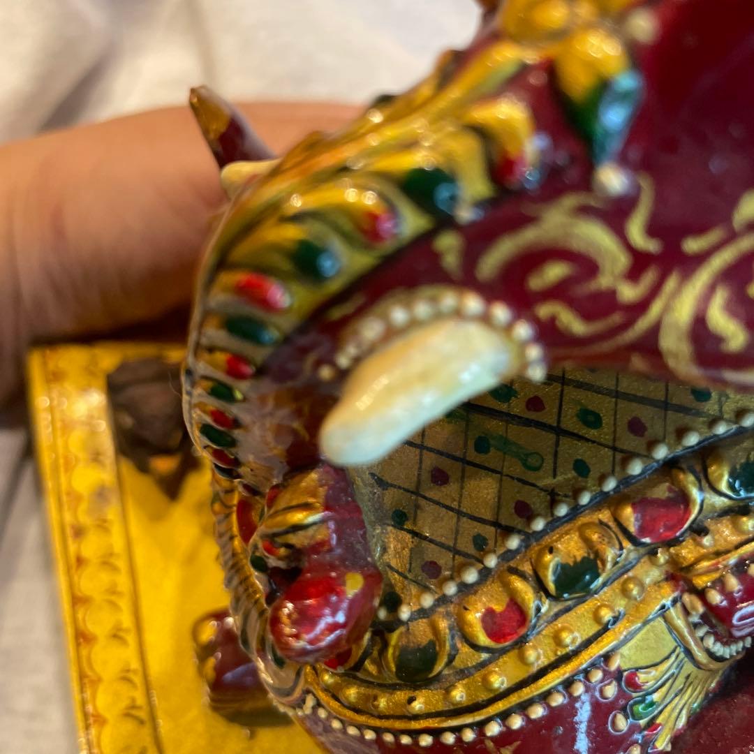 呪物】ガネーシャ像 赤と金 約20cm インテリア置物