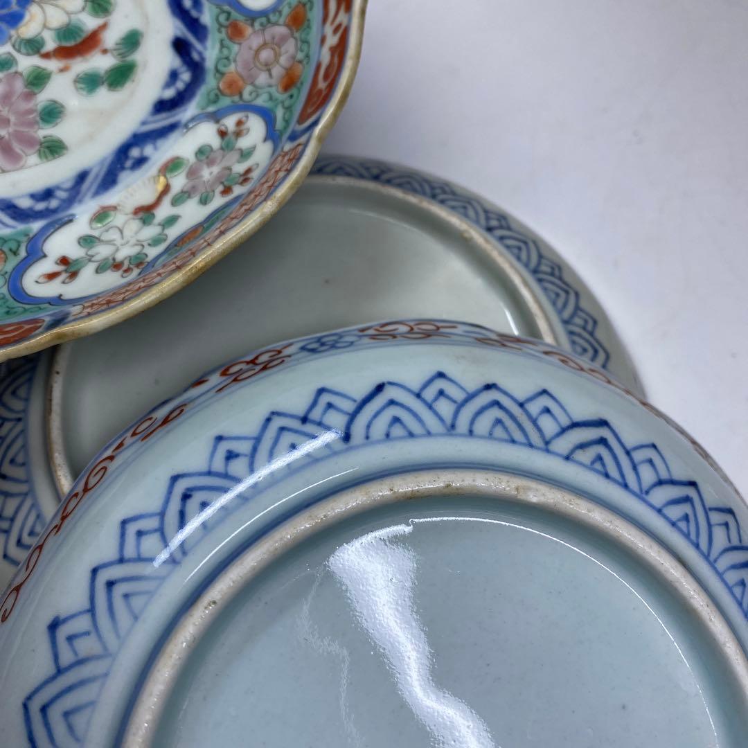 古伊万里 上手赤絵中皿10枚 幅約15.5㎝ 東Y7-0312☆