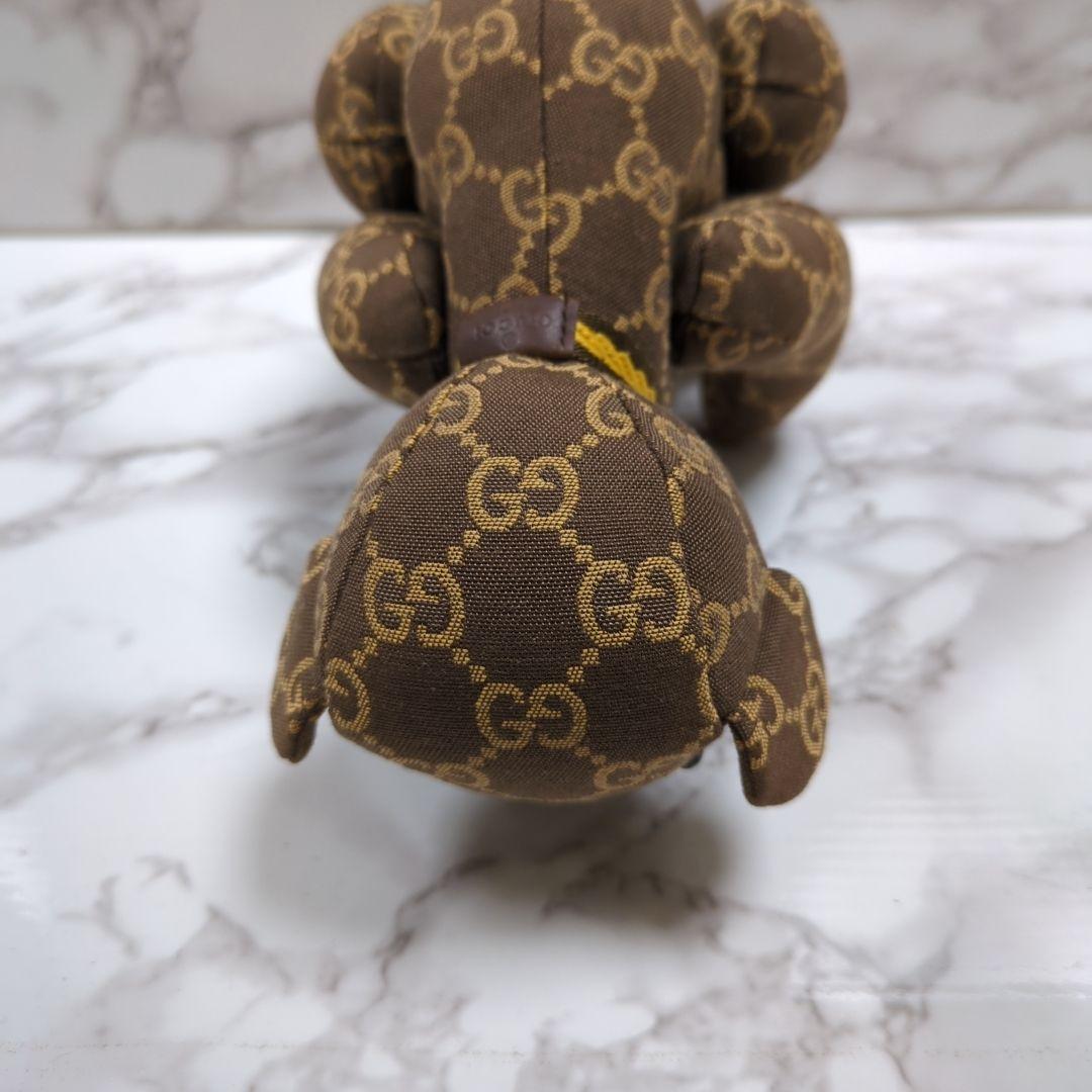 グッチ　GG柄　GGキャンバス　テディベア　くま　ぬいぐるみ　ブラウン　総柄