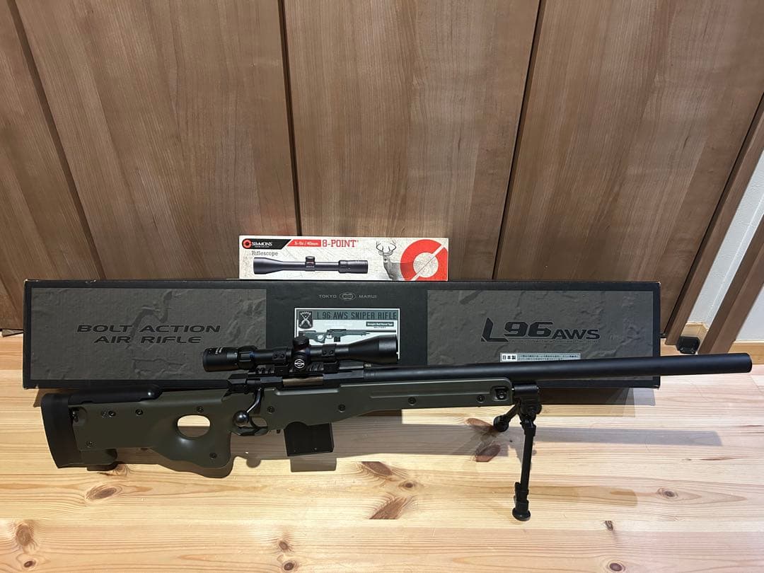 東京マルイ L96 AWS ODストック 実銃用ライフルスコープ+バイポッド 中古・特価品】東京マルイ製L96 AWS O.D.ストック スコープ&バイポッド