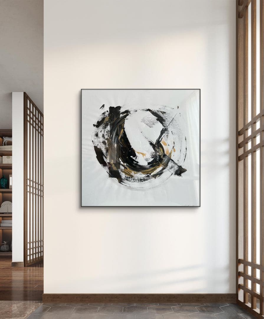 原画/額装済み/和風/禅/絵画/アート/抽象画/モダン/ホテル/黒/ゴールド