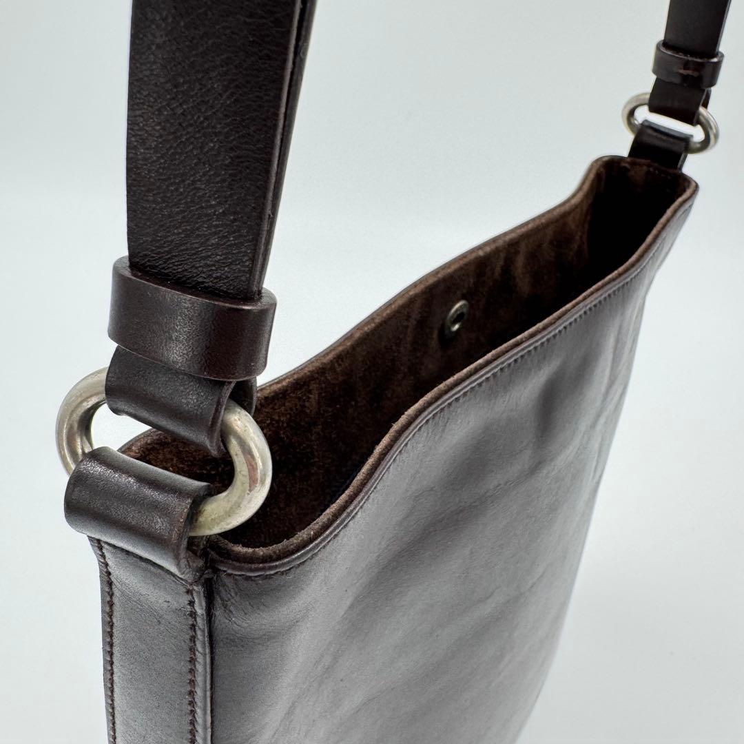 PRADA プラダ カーフ レザー ショルダーバッグ 肩掛け ダークブラウン