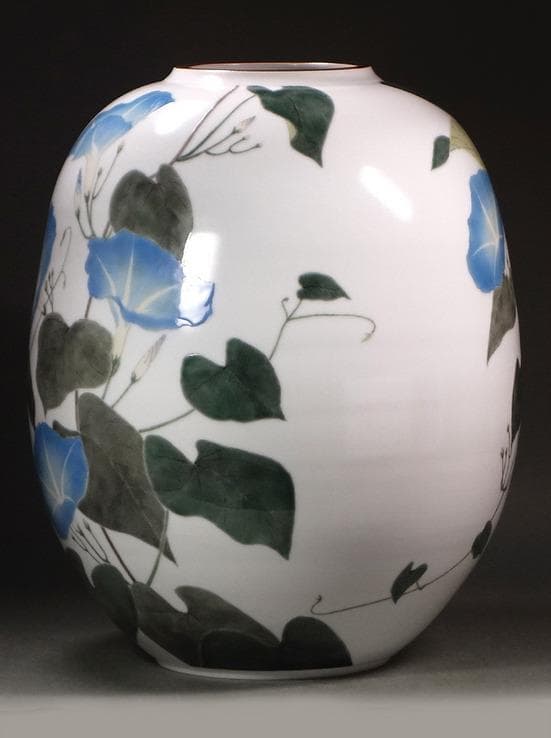 釉描色絵西洋朝顔文壷 高さ37cm 大壺 【堀内淳吾】秀逸作