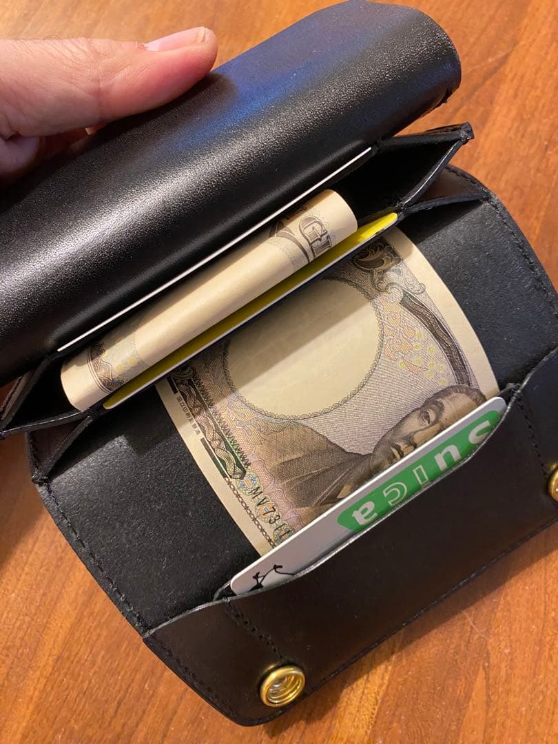 トラッカーウォレット　ミドル　三層　栃木レザー　ブラック