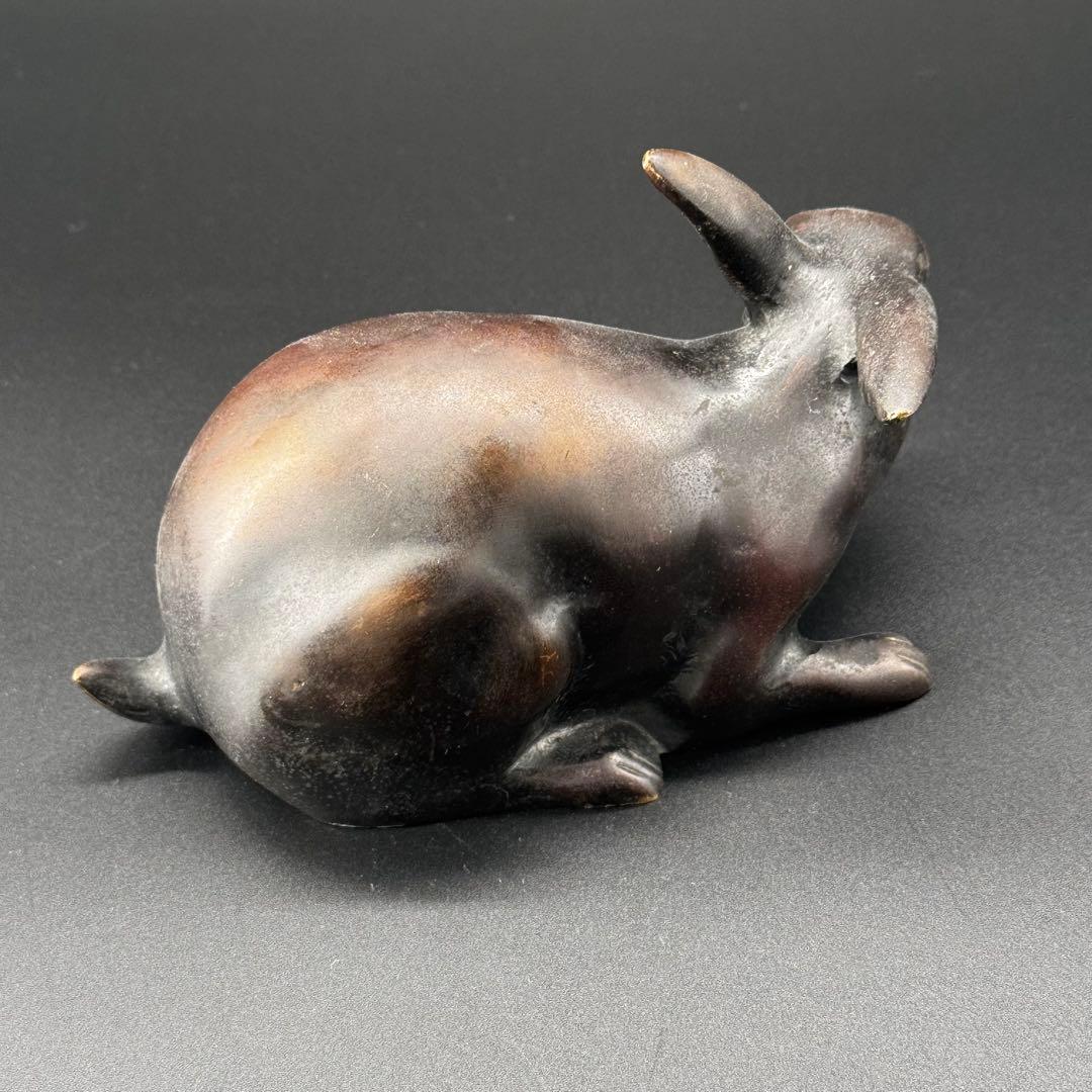 古銅　うさぎ　置物