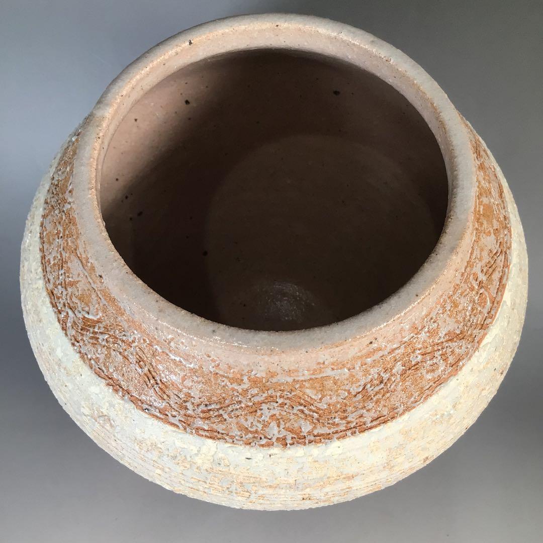 N426 水指 『宇田佐平造』『算玉刷毛目文』『一重口水指』 共箱