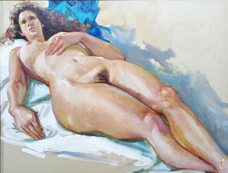 二元会常任委員審 奥野北雄 油彩画直筆 1993年8月制作　Ｐ10号位　額装