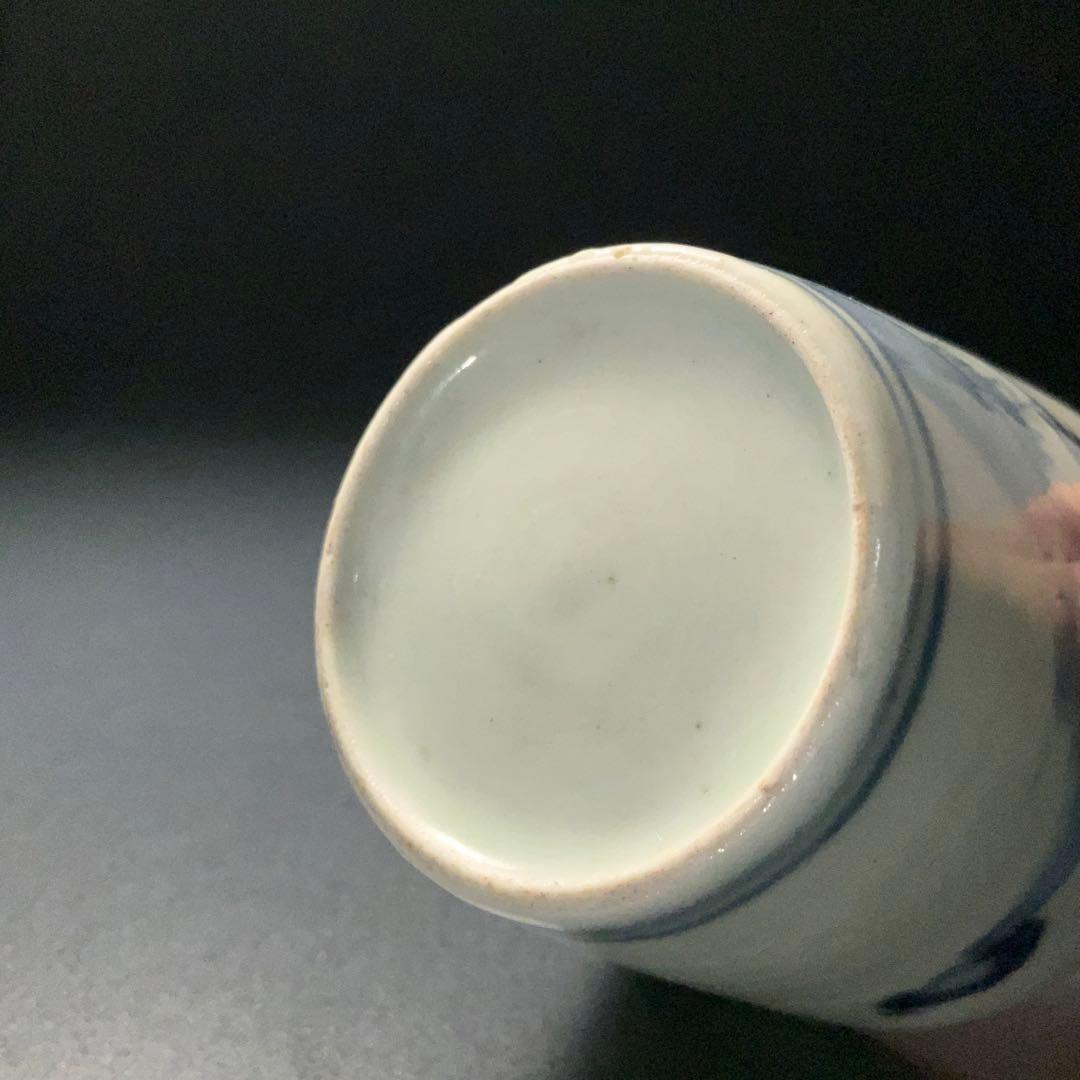 伊万里染付花鳥図姫猪口　梅に鶯　骨董　古伊万里　豆猪口 6R1245wダS