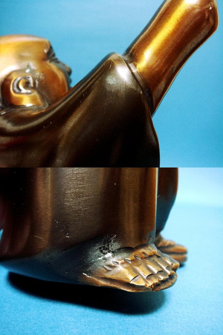 194『唐銅 指月 布袋像』 /骨董品 古美術 古玩 アンティーク