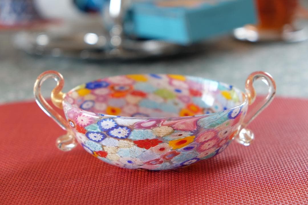 吹きガラス ミルフィオリ 検/プレート/民藝/ワイングラス/舩木倭帆