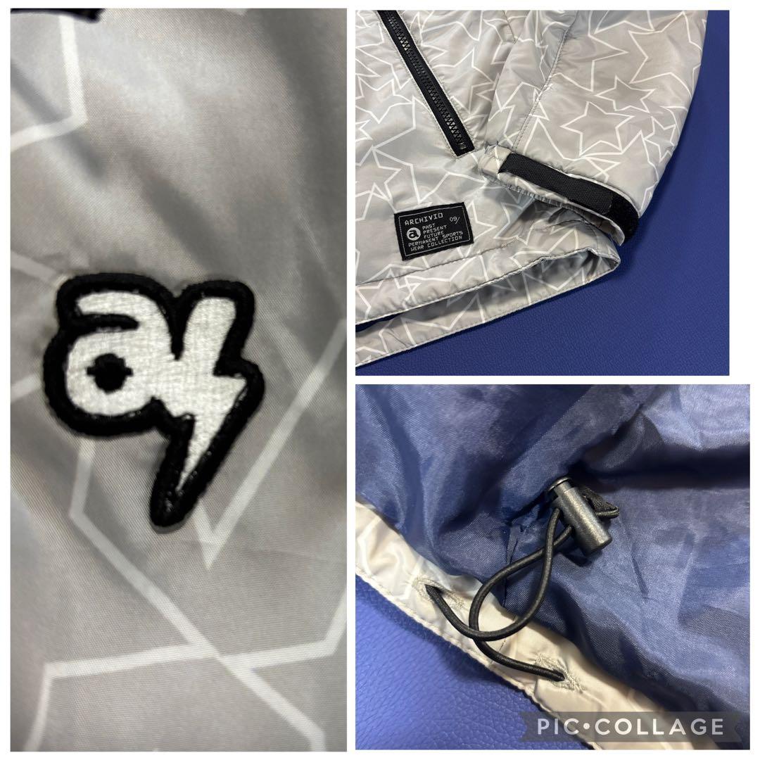 アルチビオ　フード付き　中綿　ブルゾン　ジャケット　L〜LL 総柄　グレー