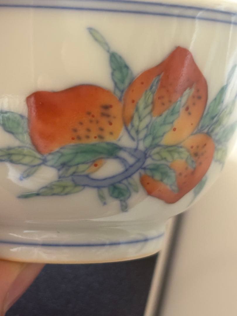 中国清時代 闘彩三多文茶碗 盃 豆彩 鬥彩 大清雍正