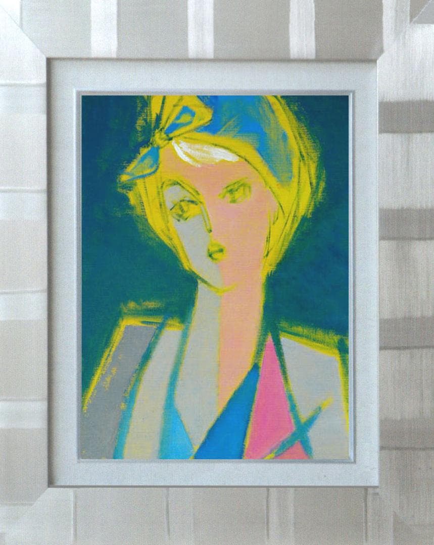 油絵 菅家令子 絵 絵画 インテリア 額付(白) F6-080612 人物 女性