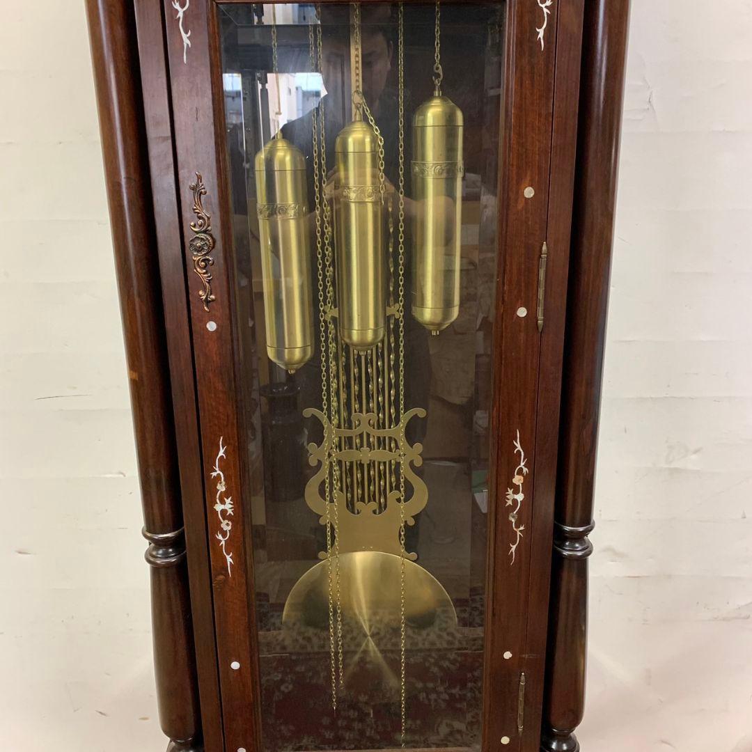 置時計 大型 クラシック 木製柱時計 月相表示付き ホールクロック