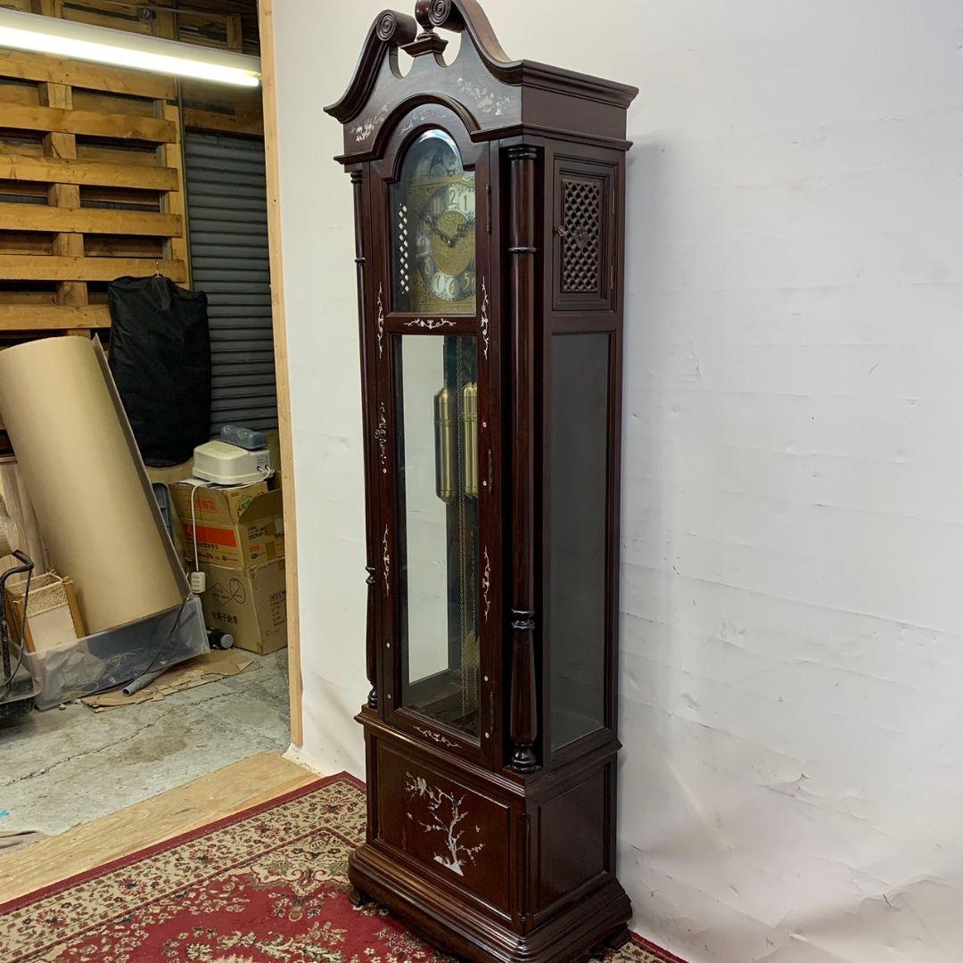 置時計 大型 クラシック 木製柱時計 月相表示付き ホールクロック