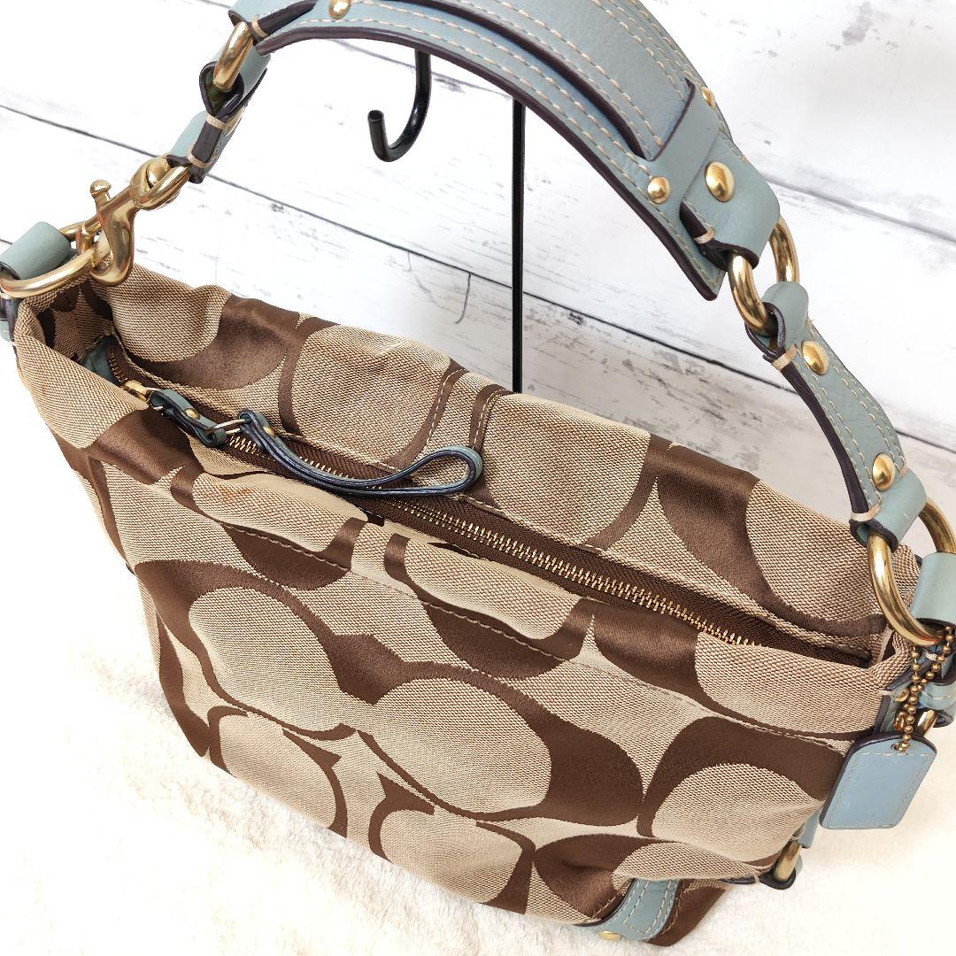 COACH シグネチャー ワンショルダーバッグ 水色 ターンロック y2k