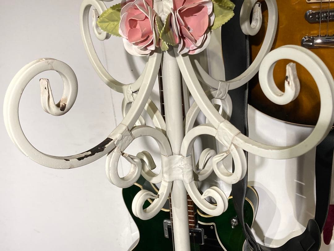ポールスタンド ホワイト ピンク ローズ プリンセス ロココ調 アイアン