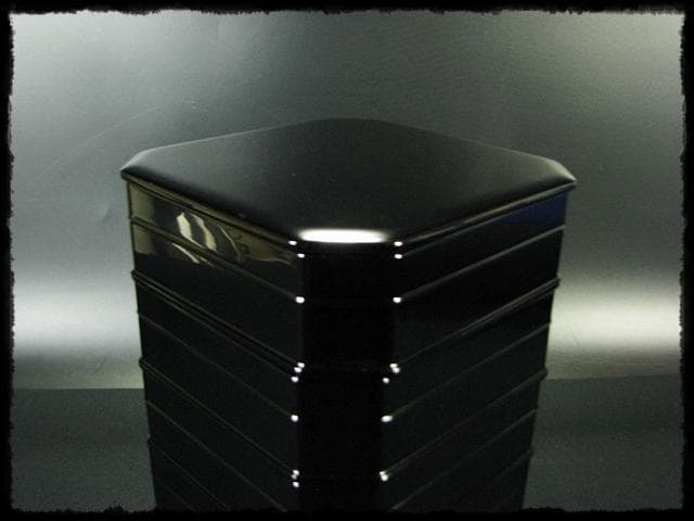 北村 葵春 真塗 縁高 黒真塗 菓子器 五段重箱 懐石 茶道具 共箱 f242