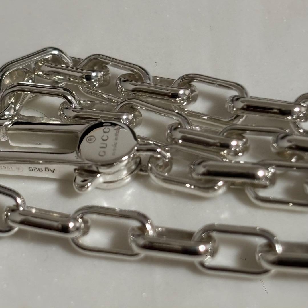 GUCCI 新品同様品　G刻印スクエアチェーンブレスレット　925 刻印19