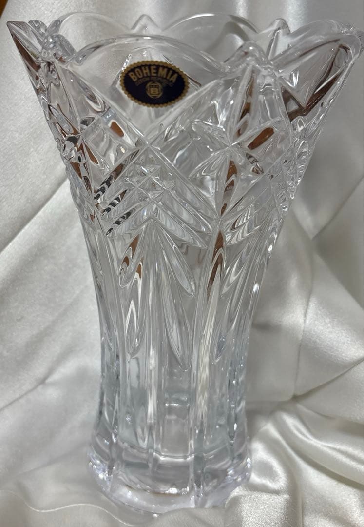 未使用】ボヘミア クリスタル 花瓶 20cm Taurus（タウラス）チェコ製