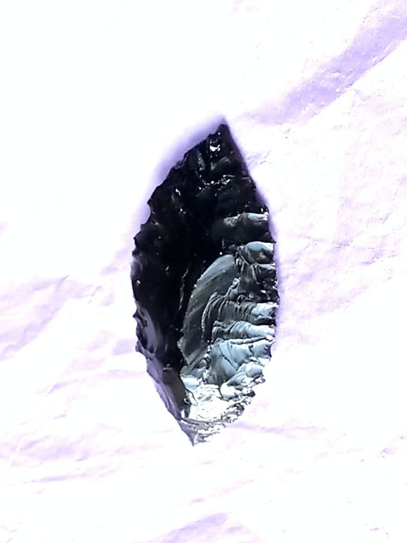 アイヌ仕様矢じり 尖頭器 d 石器 黒曜石 葉っぱnice 模写