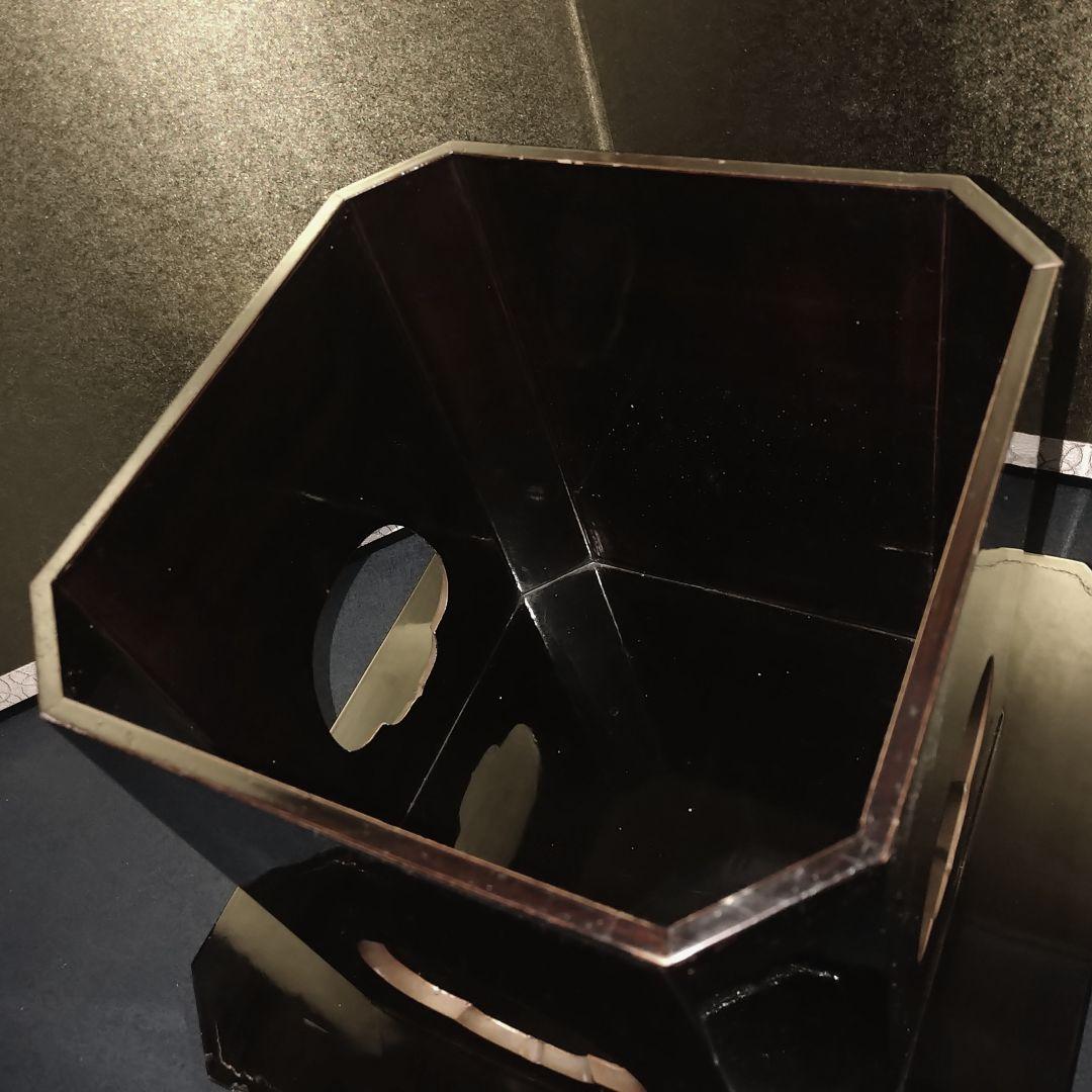 AH65 三宝 輪島塗 神具 仏具 お供え置 木製 黒漆塗 縁金彩