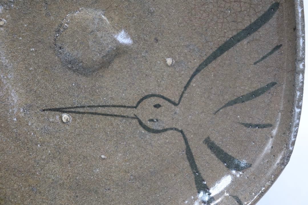 江戸 絵唐津 雁紋菓子皿 共箱 送料込み0805 江戸 絵唐津 雁