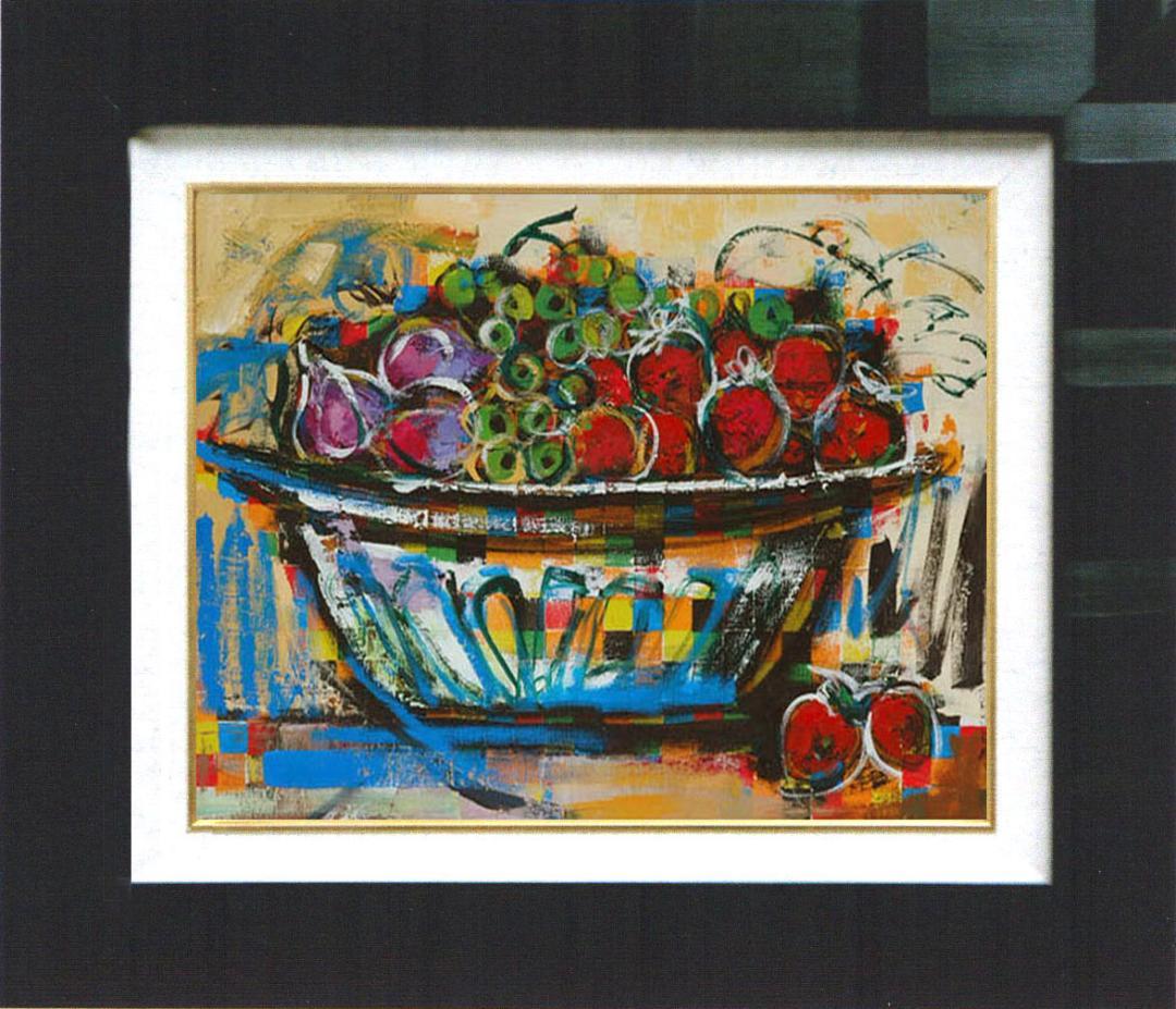 油絵 菅家令子 絵 絵画 インテリア 額付(白) uF6-120209 果物