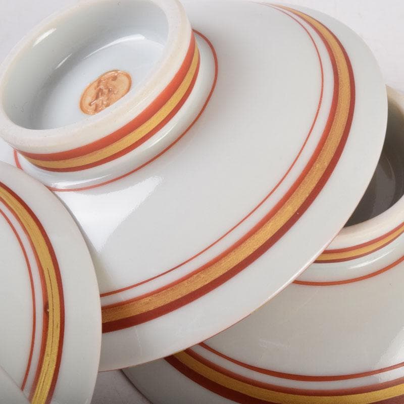 丹山窯 小峠葛芳作 赤絵金彩 組盃 酒杯 共布共箱 2