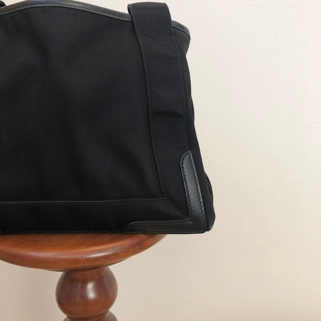 【美品】バレンシアガ　ネイビーカバスS　ハンドバッグ　キャンバス　ポーチ　黒