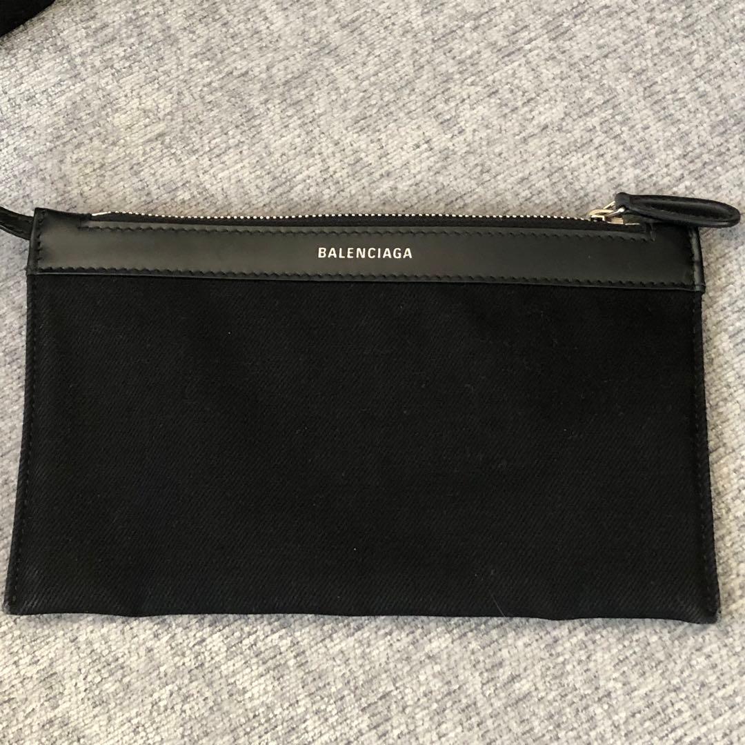 【美品】バレンシアガ　ネイビーカバスS　ハンドバッグ　キャンバス　ポーチ　黒