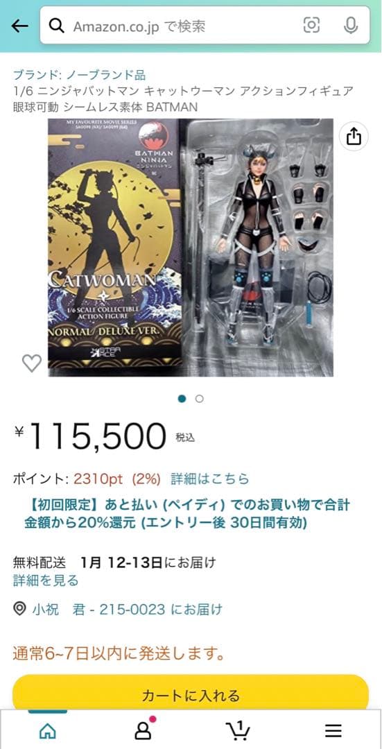 1/6スケール絶版ニンジャバットマンキャットウーマン