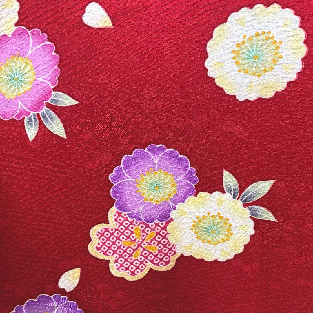 ⭐︎K0810 美品 正絹 振袖 レンタル店放出品 ガード加工 花柄 赤 9